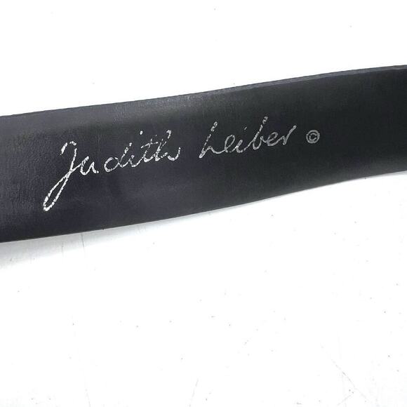 Vintage Judith Lieber Art Noveau Black Snakeskin & Rhinestone Hook Belt 34” Long main image 5